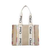 Chloe Woody Medium Tote Bag White Multicolor