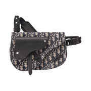 Dior Saddle Pouch Beige & Black Dior Oblique Jacquard