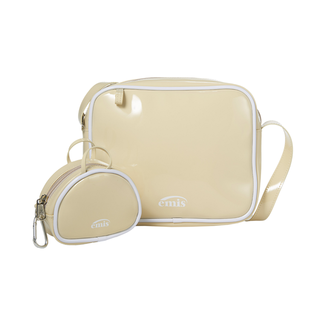 이미스 에나멜 숄더백 코인 퍼스 세트 라이트 베이지(Emis Enamel Shoulder Bag With Coin Purse Set Light Beige) - 4