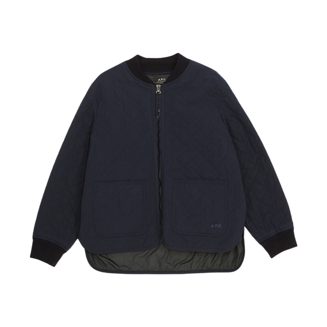 COETZ-F02838-IAK (W) A.P.C. Elea Quilted Bomber Jacket Dark Navy