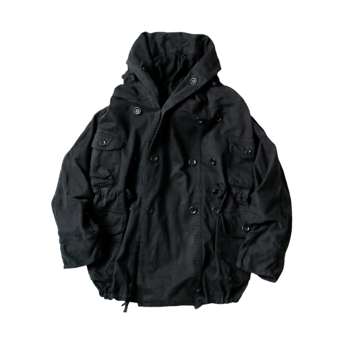 캐피탈 카츠라기 브러시드 링 코트 블랙