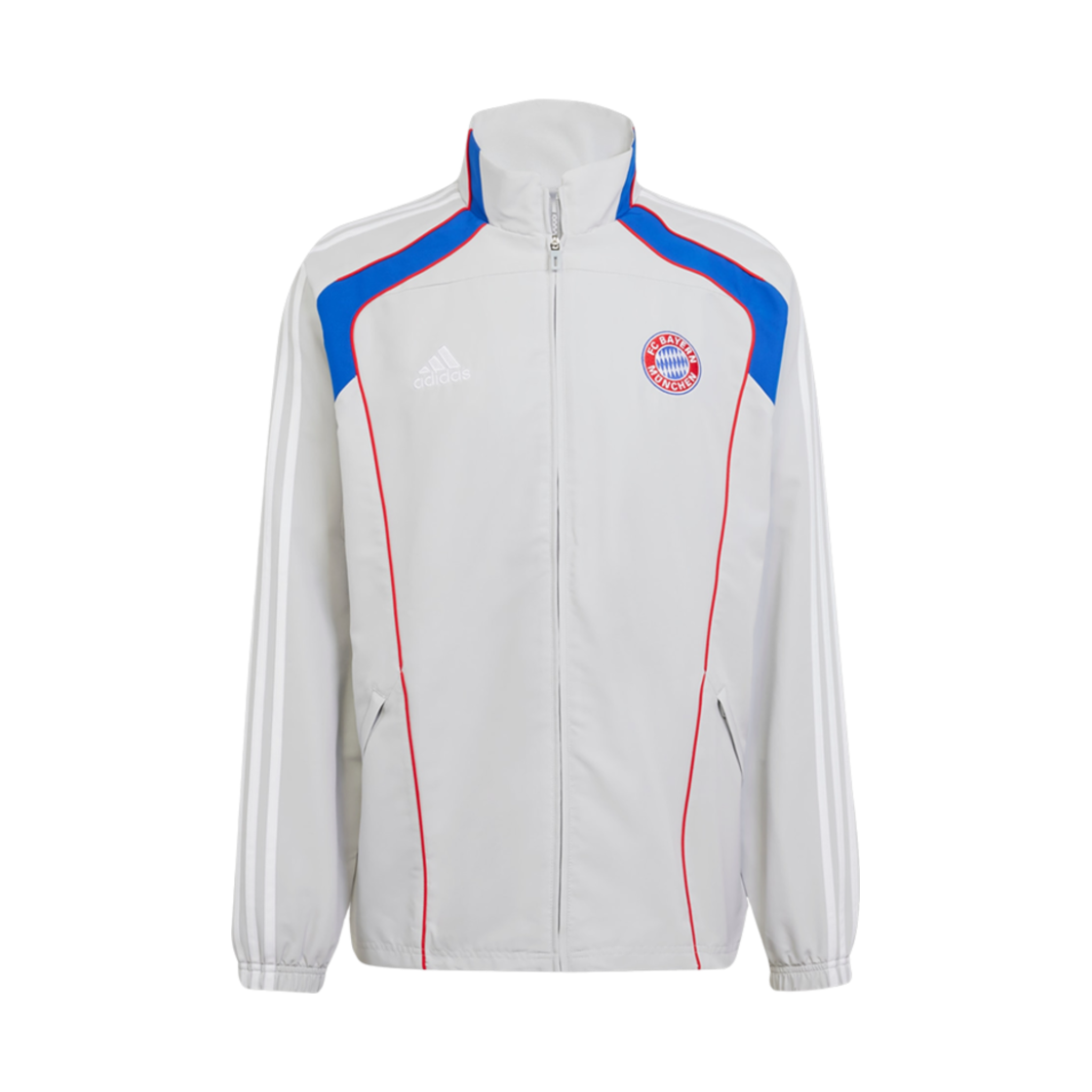 아디다스 FC 바이에른 UBP 트랙탑 팀 라이트 그레이 - KR 사이즈(Adidas FC Bayern UBP Track Top Team Light Grey - KR Sizing)