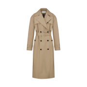 (W) Dior Cotton Gabardine Trench Coat Beige