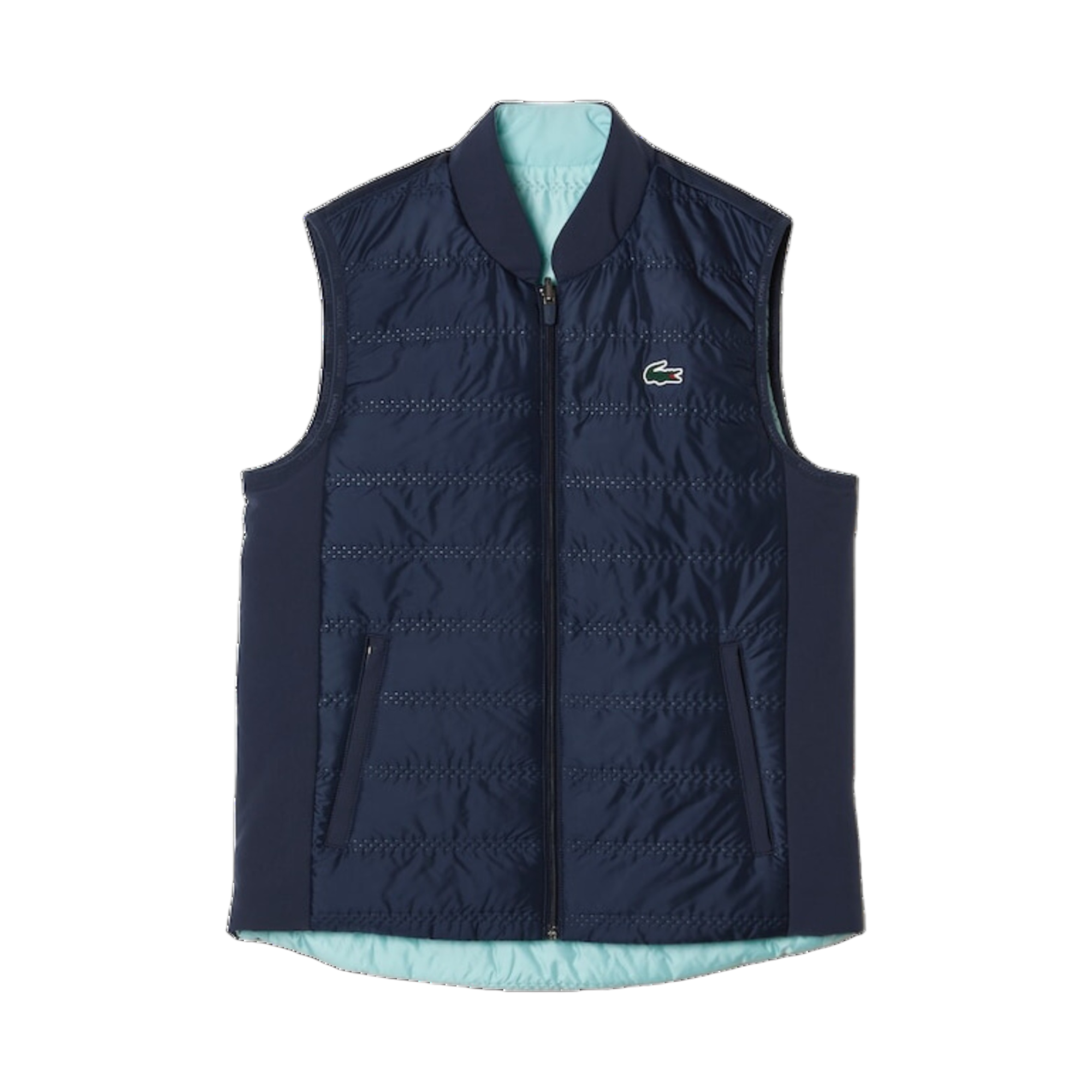 (W) 라코스테 리버시블 방수 베스트 블루 라이트 그린((W) Lacoste Reversible Water-Resistant Vest Blue Light Green) - 1