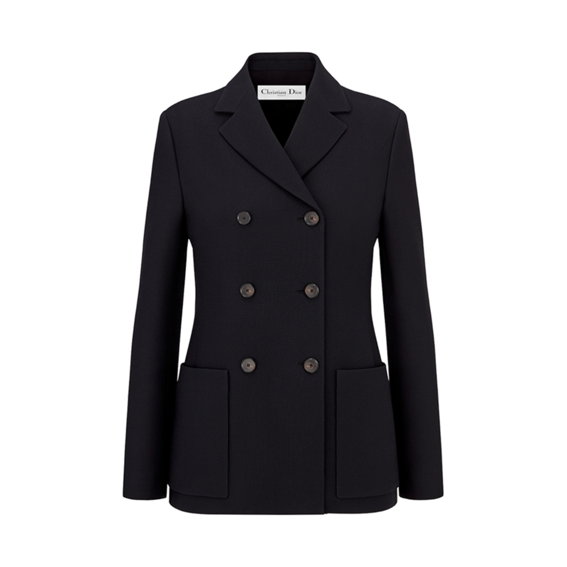 W) 디올 V05 마를린 자켓 블랙 더블 브레스티드 울 실크 | Dior