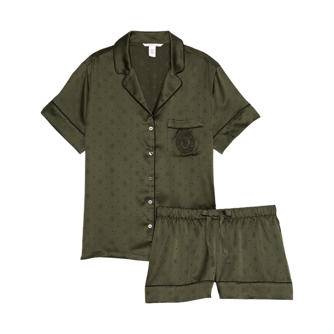 (W) 빅토리아 시크릿 사틴 숏 파자마 세트 캐주얼 올리브((W) Victoria's Secret Satin Short Pajama Set Casual Olive)