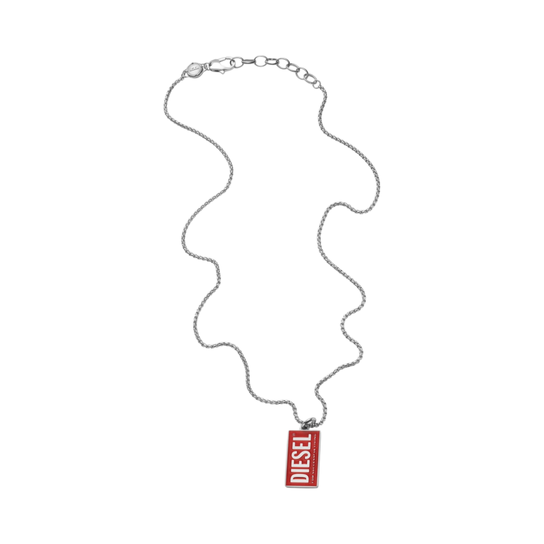 디젤 Dx1368 스테인리스 스틸 로고 도그 태그 네클리스 레드(Diesel Dx1368 Stainless Steel Logo Dog Tag Necklace Red)