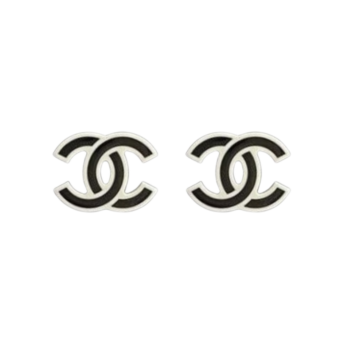 (W) 샤넬 이어링 메탈 레진 & 골드 화이트 블랙((W) Chanel Earrings Metal Resin & Gold White Black) - 1