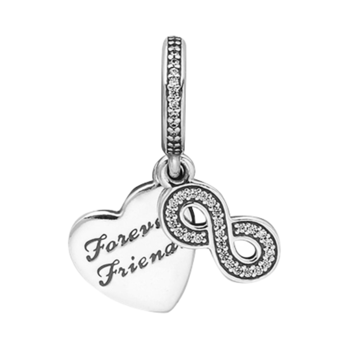 (W) 판도라 포에버 프렌즈 하트 댕글 참 스털링 실버 클리어((W) Pandora Forever Friends Heart Dangle Charm Sterling Silver Clear) - 1