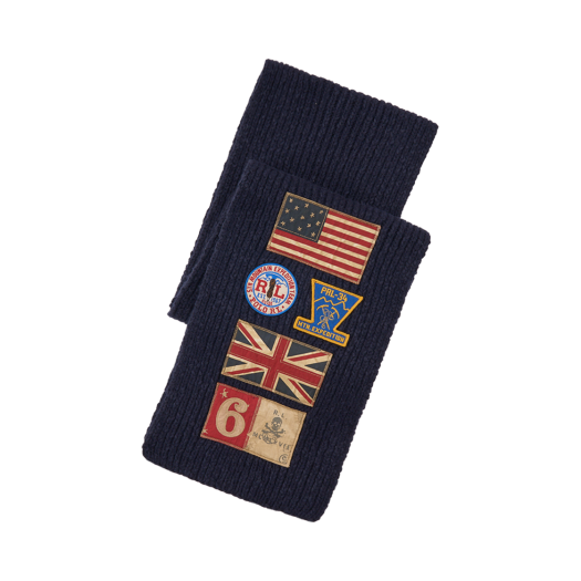 KM4DSC1RLI0NY [30%적립] Polo Ralph Lauren Multi Flag Patch Scarf Navy - 24FW