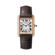 Cartier Tank Louis Watch Medium Pink Gold Brown Leather
