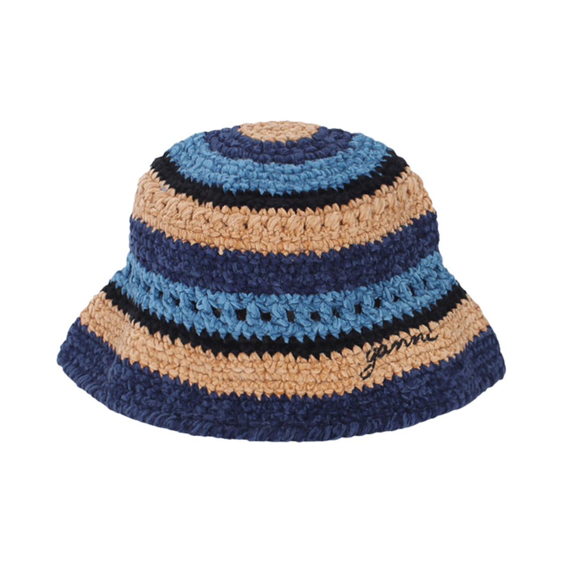 (W) 가니 로고 크로쉐 버킷햇 블루((W) Ganni Logo Crochet Bucket Hat Blue) - 1