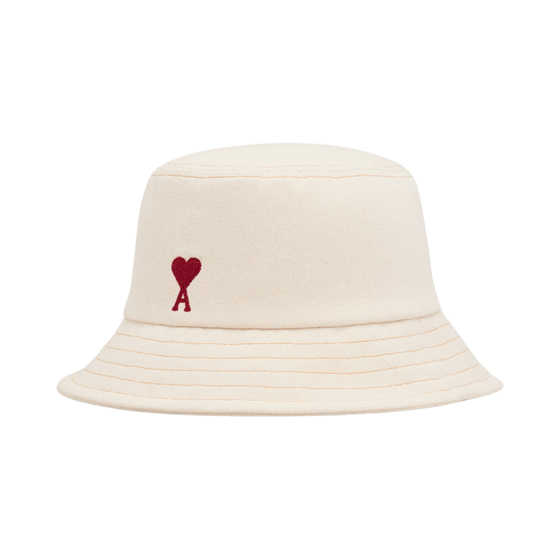 아미 스몰 하트 로고 코튼 트윌 자수 버킷햇 블랑 크렘(AMI de Coeur Cotton Twill Embroidery Bucket Hat Blanc Creme) - 2
