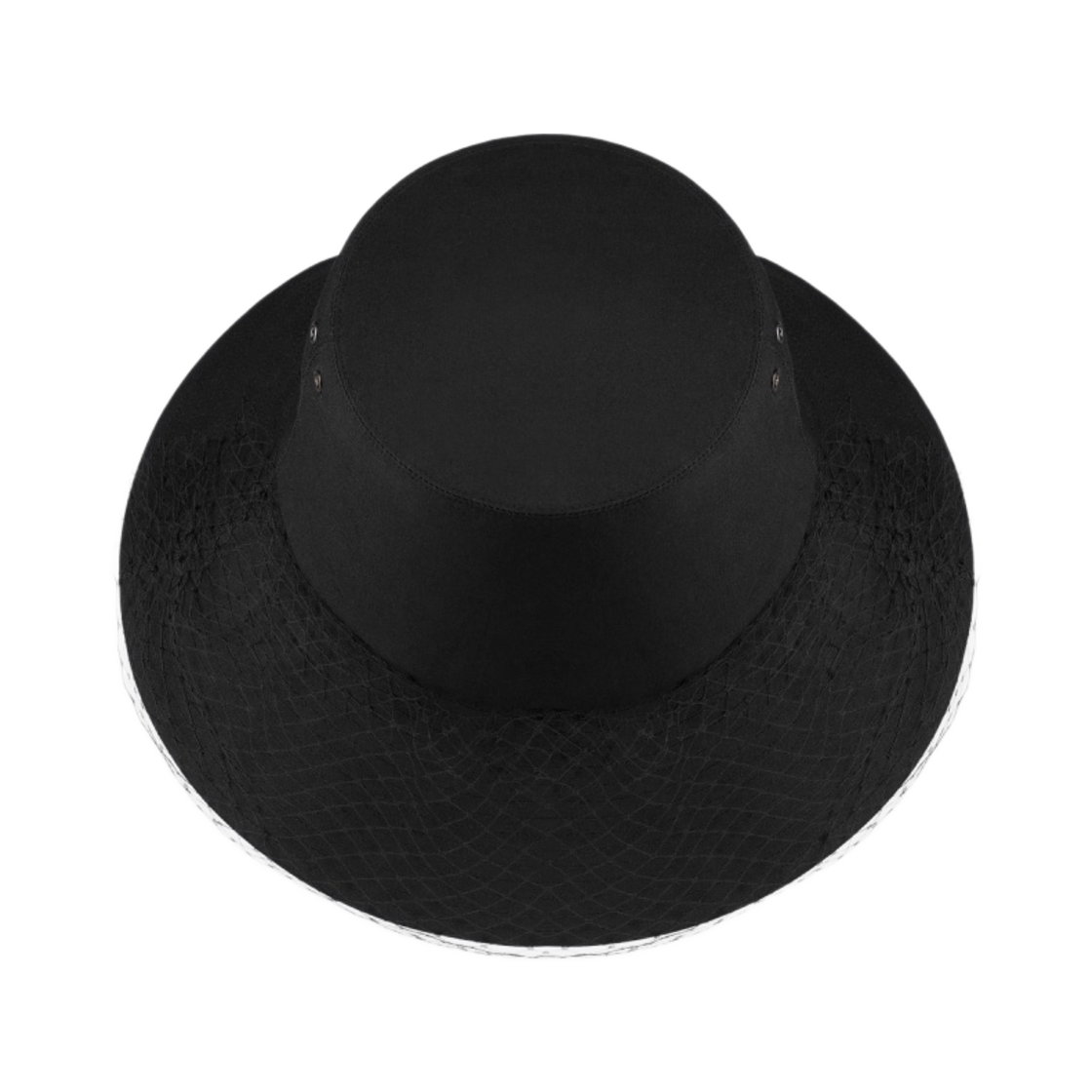 (W) 디올 테디 D 라지 스몰 클로시 버킷햇 베일 블랙 코튼 블렌드((W) Dior Teddy D Large Brim Bucket Hat Veil Black Cotton Blend) - 1