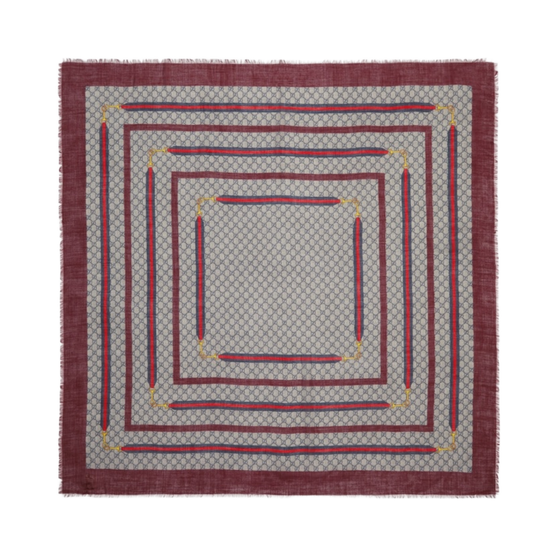 (W) 구찌 GG 실크 울 숄 웹 멀티컬러((W) Gucci GG Silk Wool Shawl with Web Multicolour) - 1