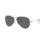 Ray-Ban Aviator Reverse Polished Black Frame Silver Mirror Lenses