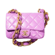 Chanel Small Flap Bag Lambskin & Gold Purple