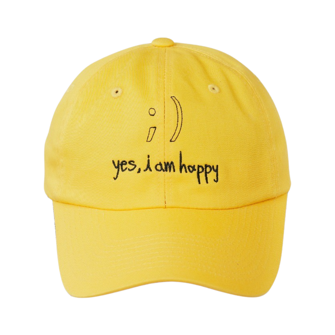 타이핑 미스테이크 예스 아임 해피 엠브로이더리 볼캡 옐로우(Typing Mistake Yes I’m Happy Embroidery Ball Cap Yellow)