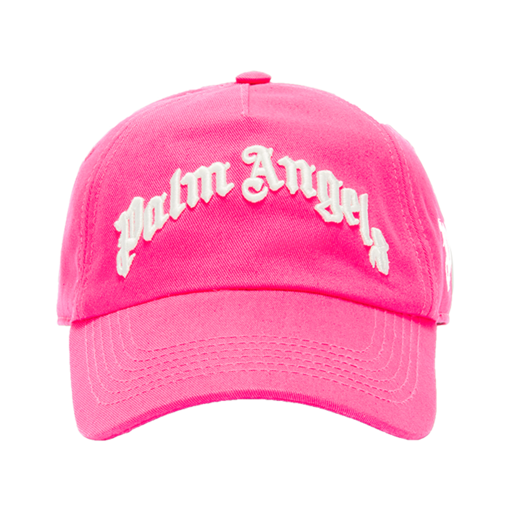 P9Y7MMC73 Palm Angels Curved Logo Cap Fuchsia - Soft Pink