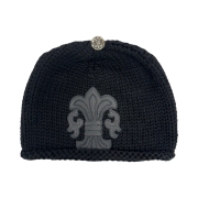 Chrome Hearts Fleur Leather Patch Cashmere Beanie Black