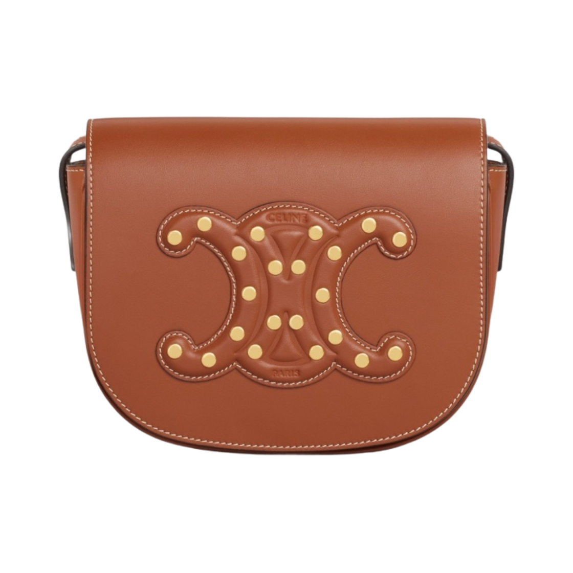 셀린느 스무스 카프스킨 스터드 폴코 레더 트리옹프 탄(Celine Folco Cuir Triomphe in Smooth Calfskin with Studs Tan) - 1