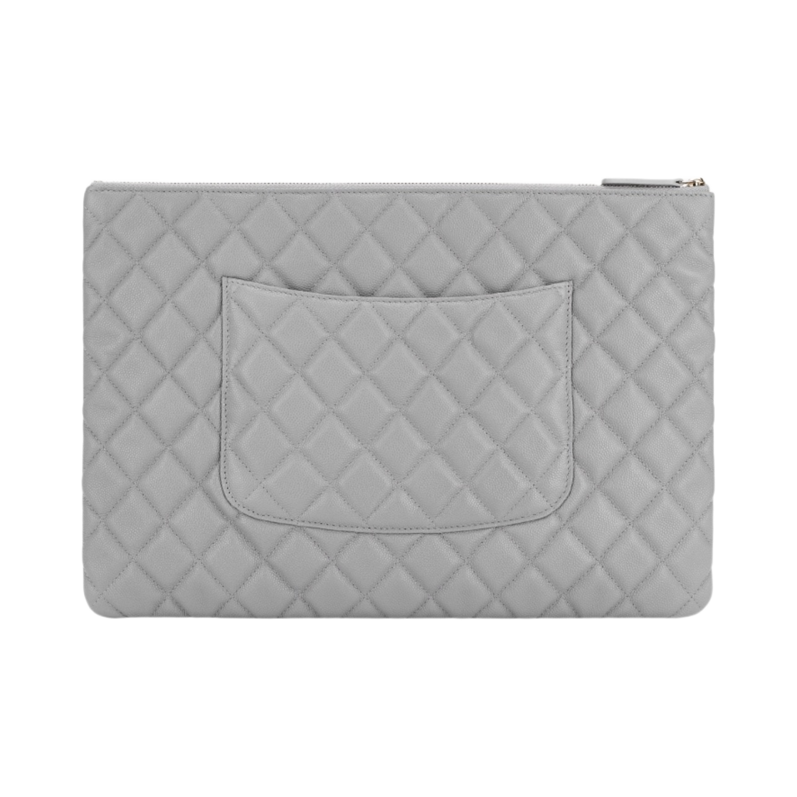 샤넬 클래식 라지 파우치 그레인드 샤이니 카프스킨 & 골드 메탈 그레이(Chanel Large Classic Pouch Grained Shiny Calfskin & Gold Grey) - 3
