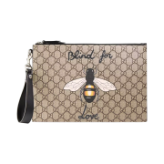 Gucci Bestiary Bee Pouch Beige Ebony