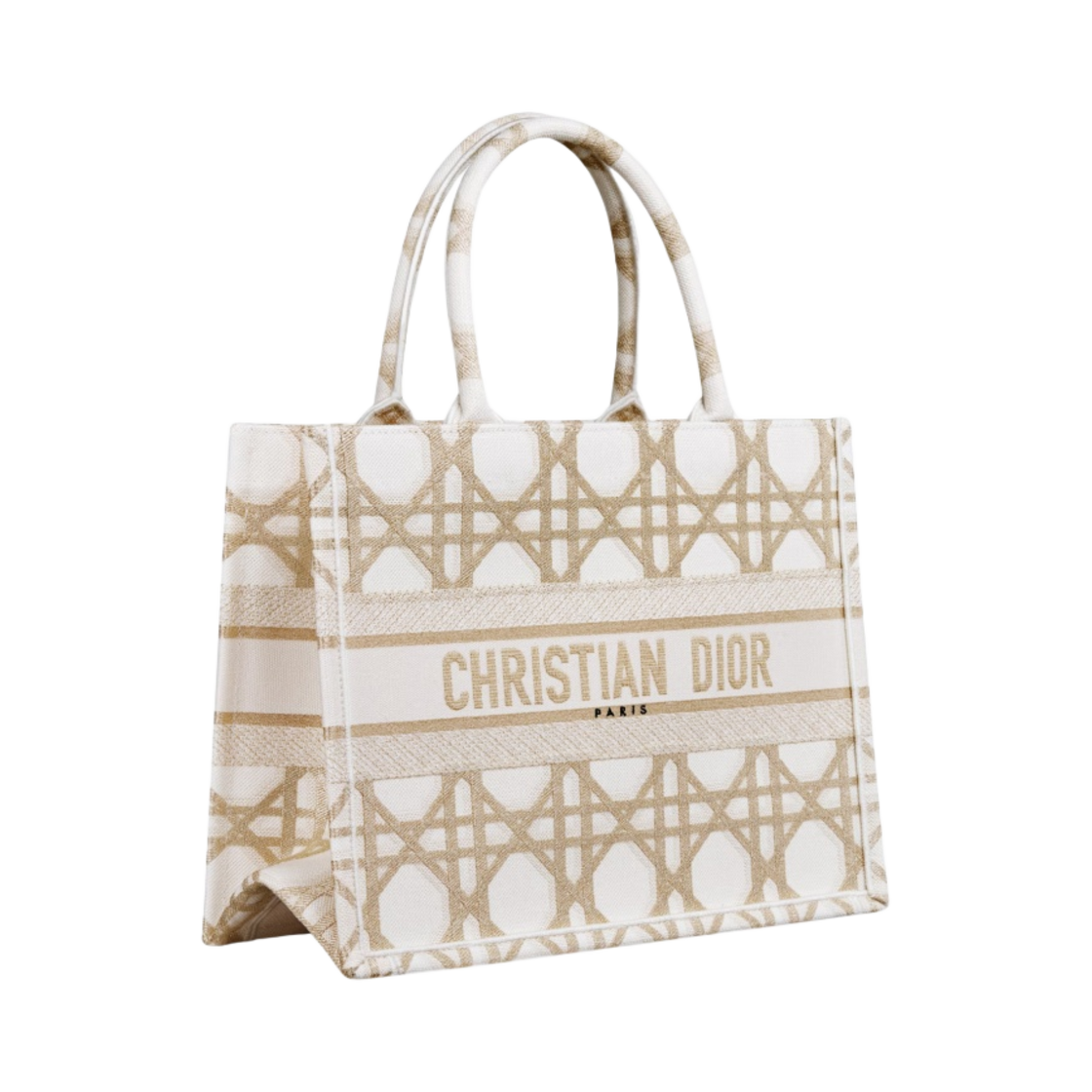 디올 미디움 북 토트 매크로까나쥬 자수 화이트 골드 톤(Dior Medium Book Tote Macrocannage Embroidery White Gold Tone) - 2