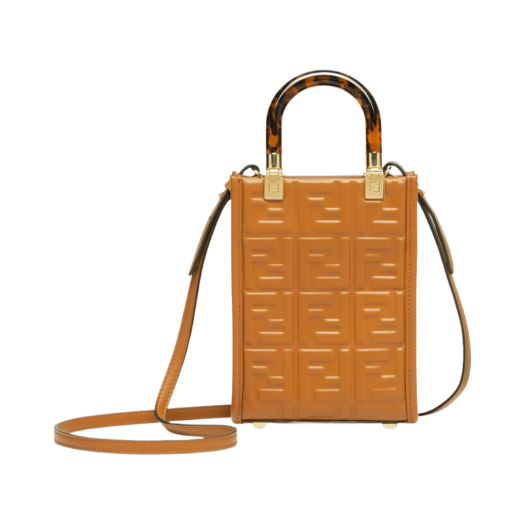 Fendi Sunshine Shopper Leather Mini Bag Brown