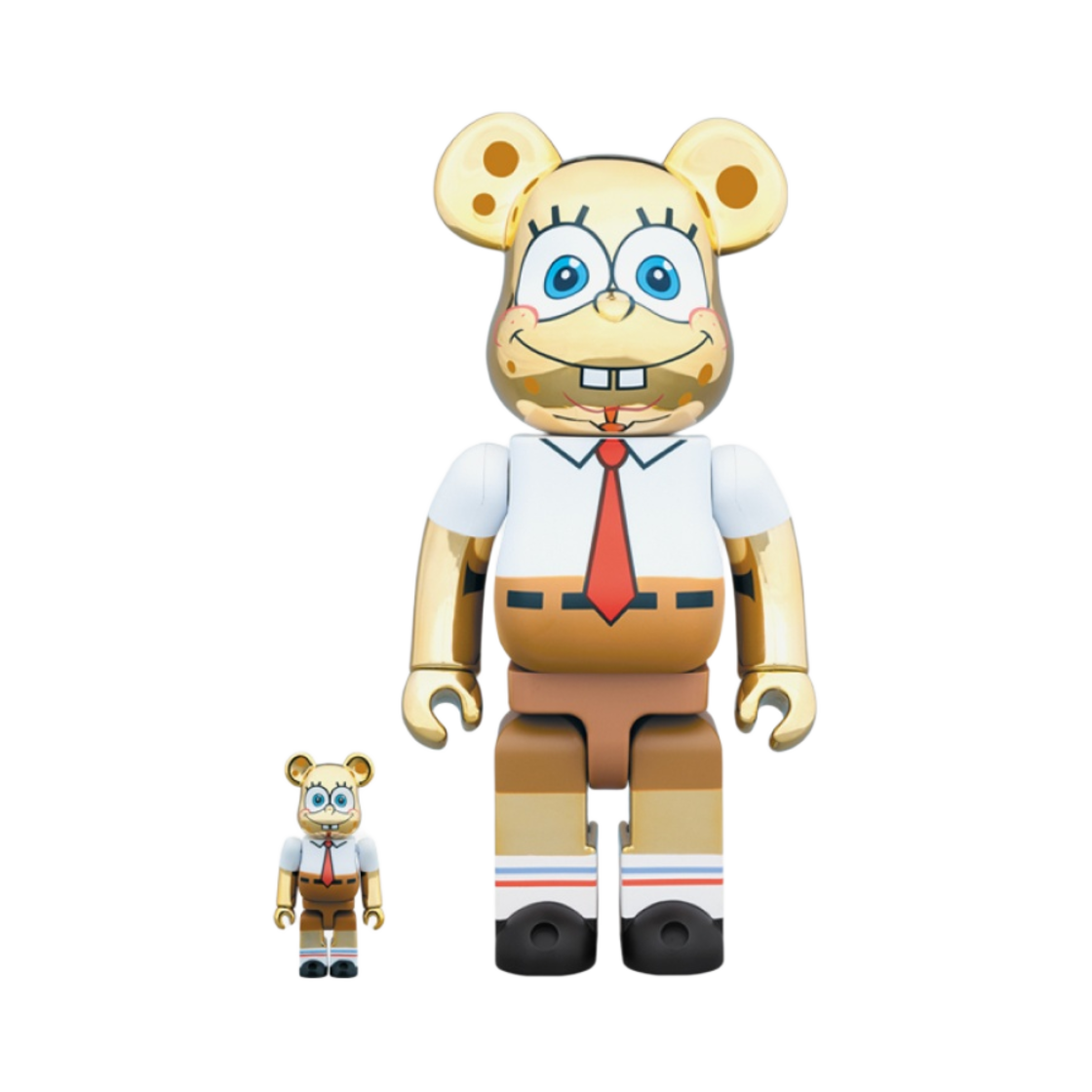 베어브릭 네모바지 스폰지밥 스폰지밥 골드 크롬 100% & 400% 세트(Bearbrick SpongeBob Squarepants SpongeBob Gold Chrome 100% & 400% Set) - 1