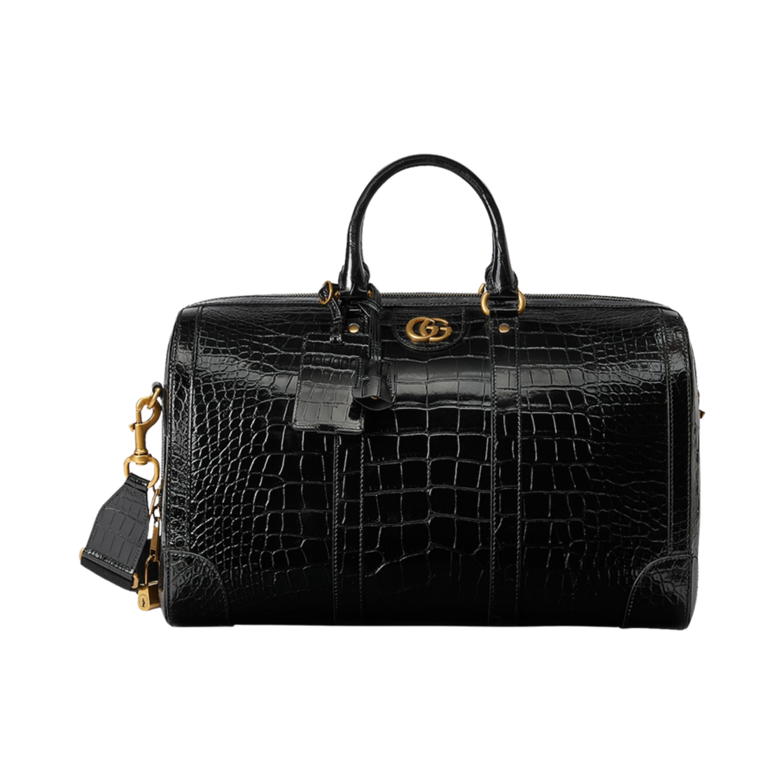 구찌 크로커다일 더플백 더블 G 블랙(Gucci Crocodile Duffle Bag with Double G Black) - 1