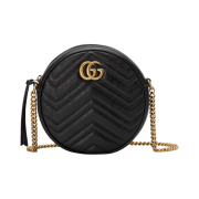 Gucci GG Marmont Mini Round Shoulder Bag Black