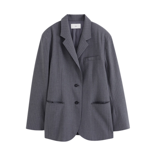 DP2WJ012 Leha Women Camden Drop Shoulder Jacket Grey Pinstripe