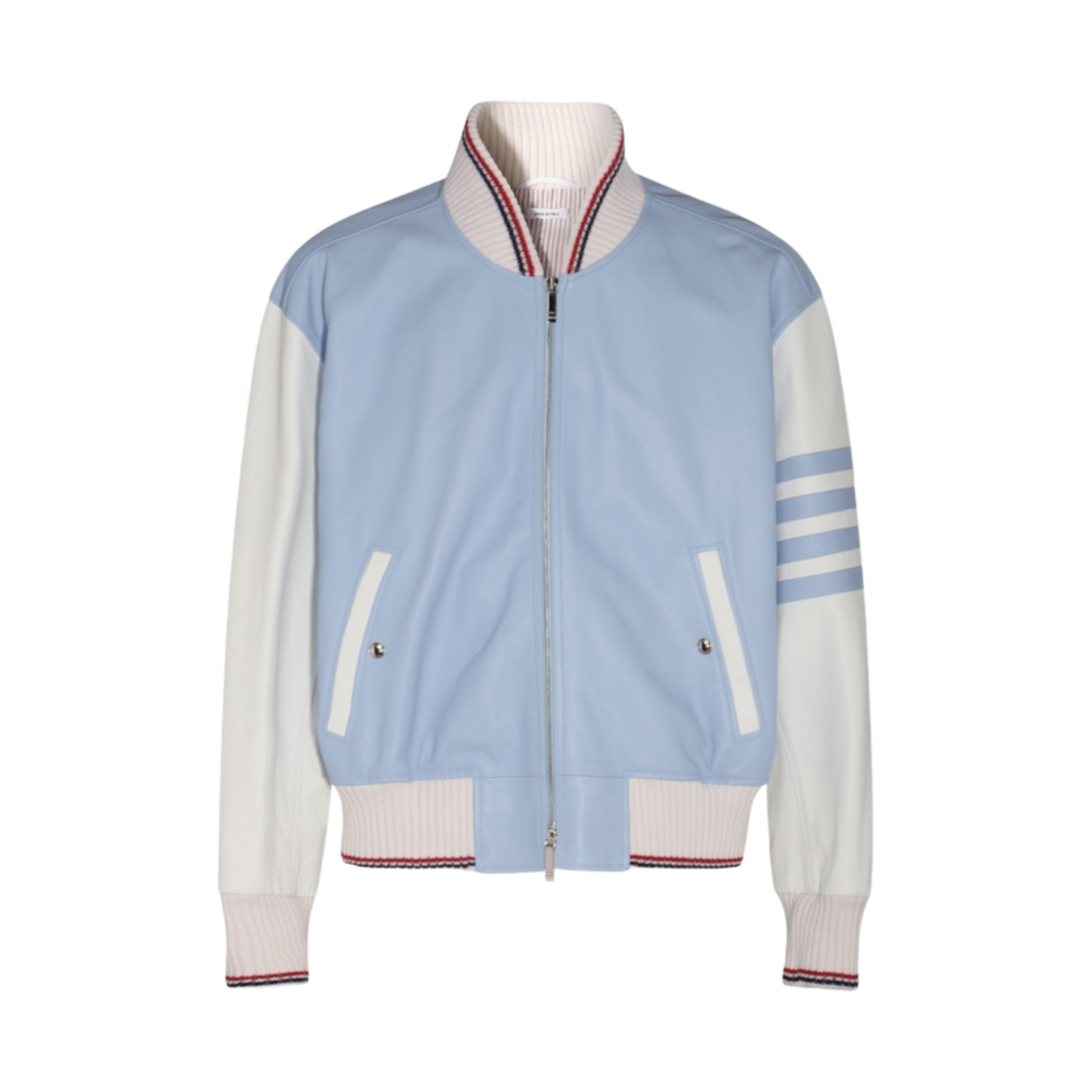 MJO167X-06241-480 Thom Browne Lamb Leather Oversized Blouson Jacket Light Blue