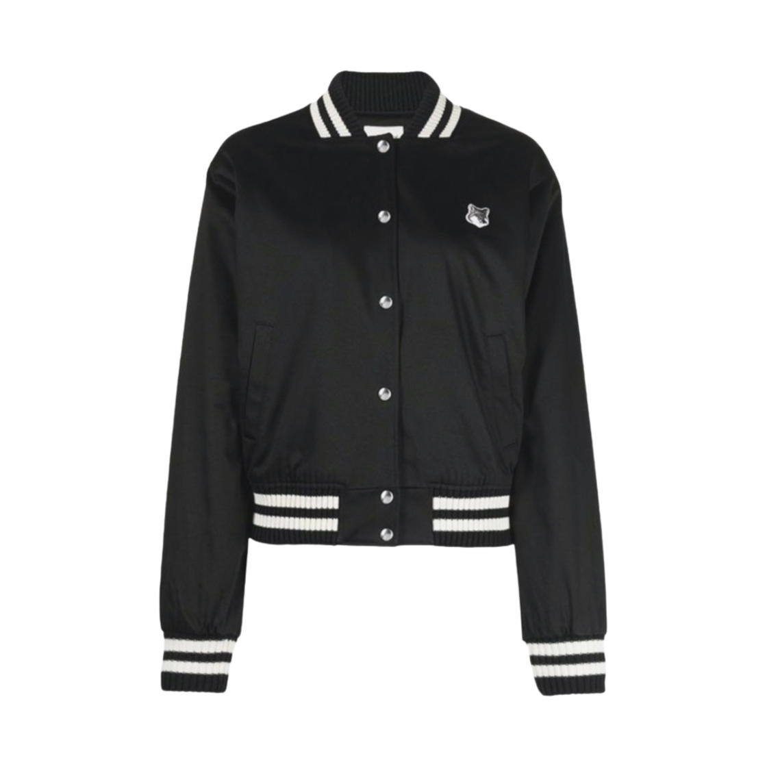 LW02104WW0093-P199 (W) Maison Kitsune Satin Teddy Blouson Black