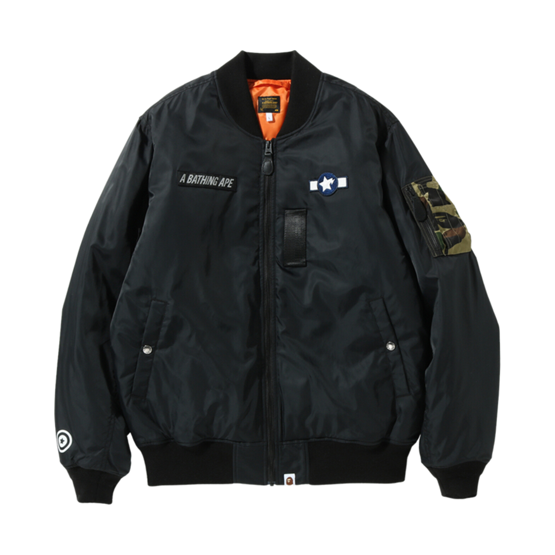 A BATHING APE BAPE LOOSE FIT MA-1 Lサイズ 베이프 비지 샤크 루즈 핏 MA-1 블랙 | BAPE | KREAM