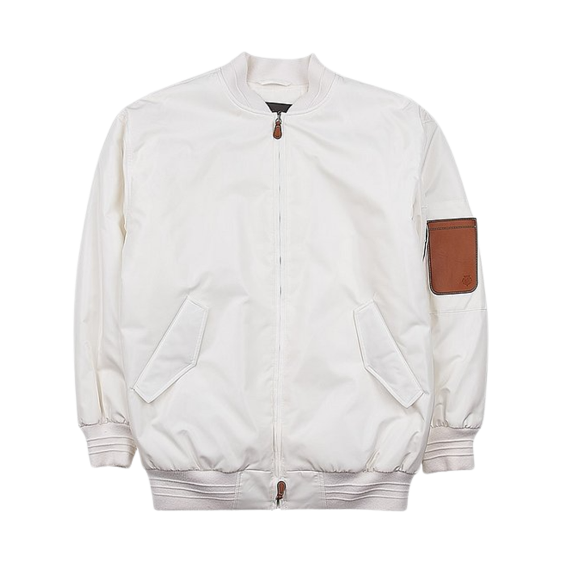 FAM8918-1000 (W) Loro Piana Silk Pocket Bomber Jacket White
