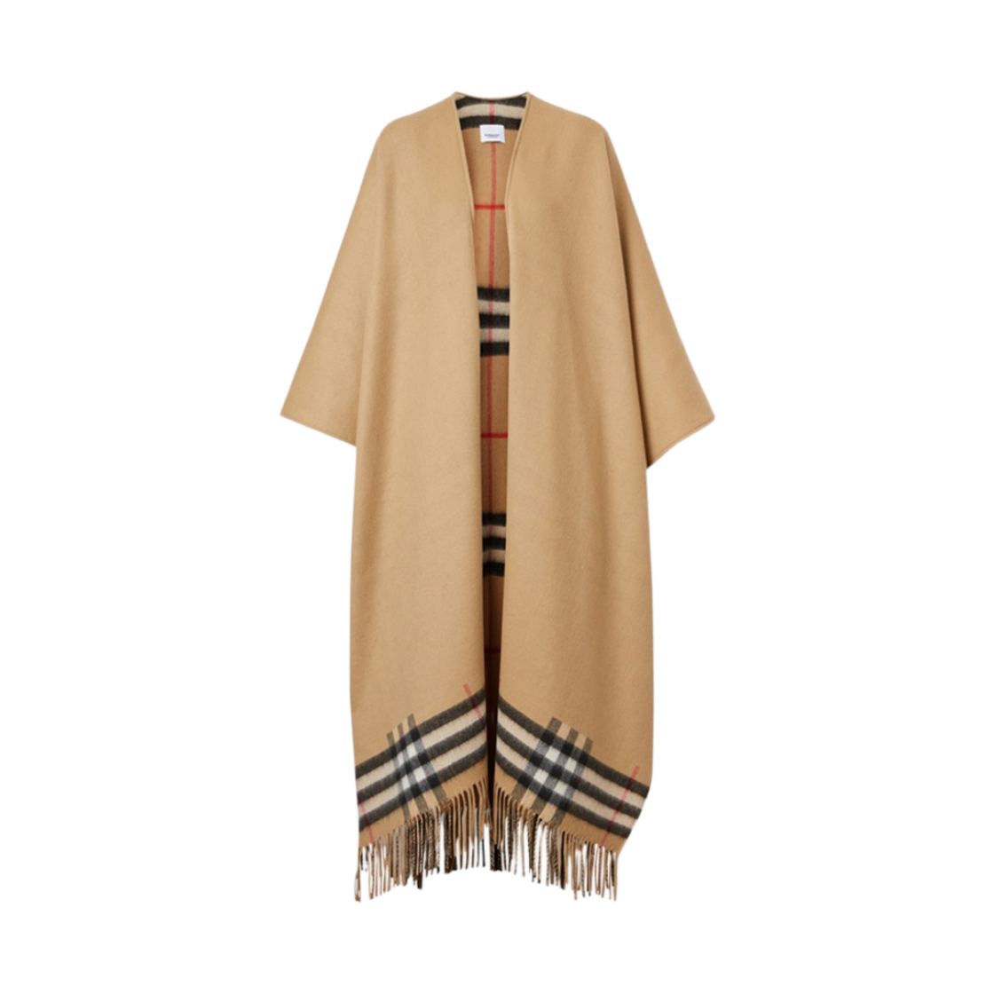 버버리 체크 울 캐시미어 리버시블 케이프 아카이브 베이지(Burberry Check Wool Cashmere Reversible Cape Archive Beige) - 2