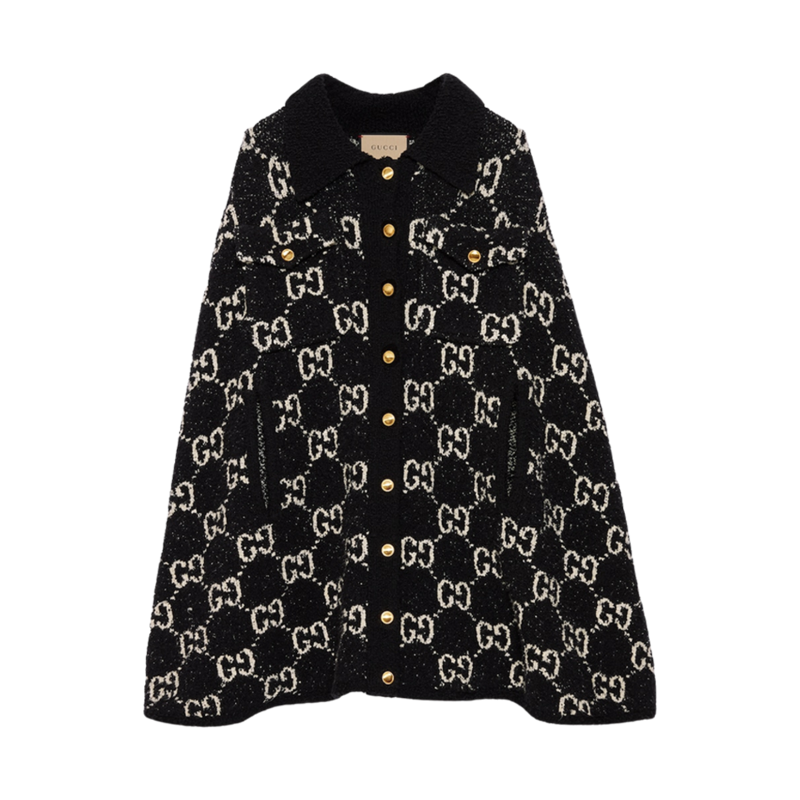 (W) 구찌 파인 코튼 케이프 GG 자카드 블랙 아이보리