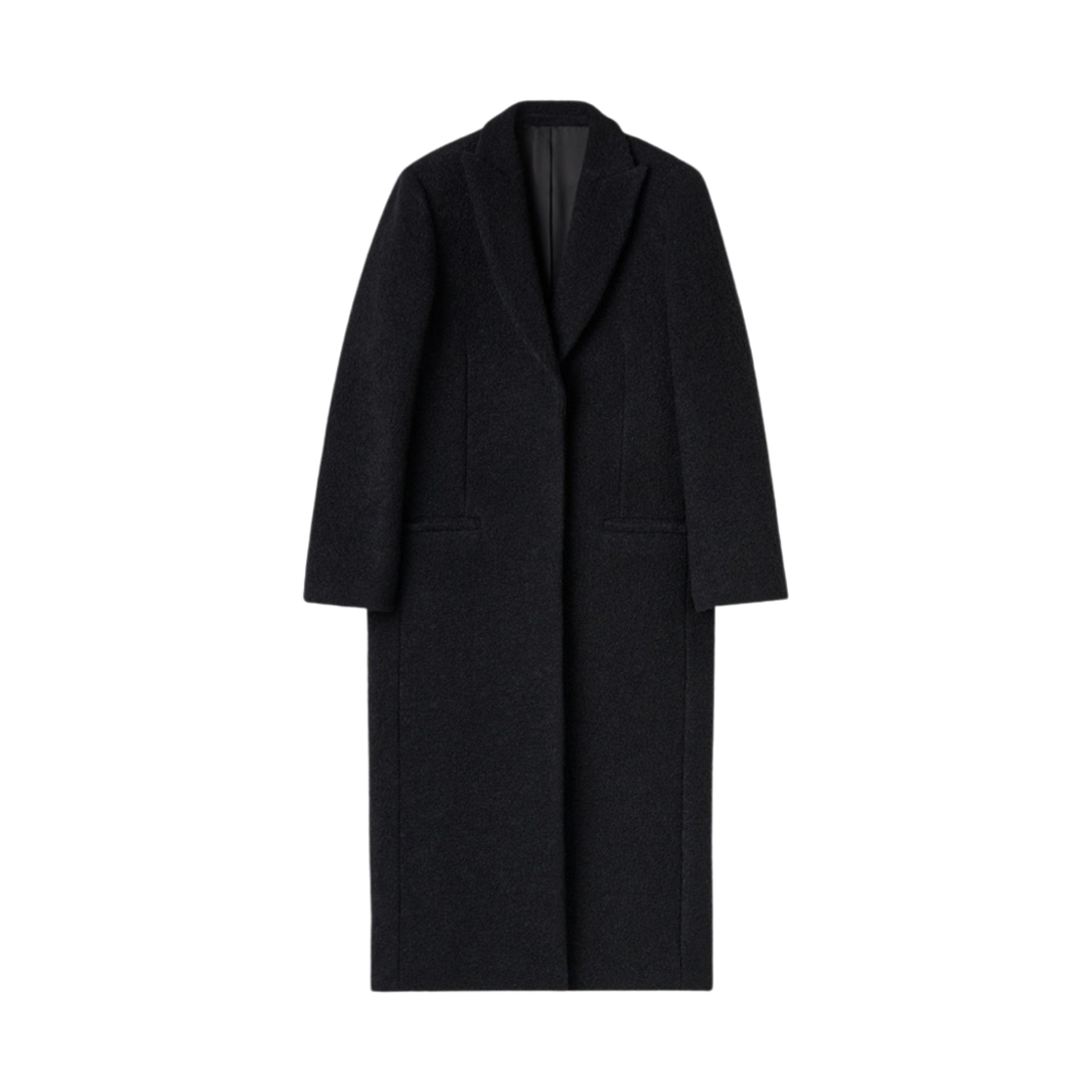 (W) 토템 부클레 울 피크 라펠 코트 블랙((W) Toteme Boucle Wool Peak Lapel Coat Black) - 1