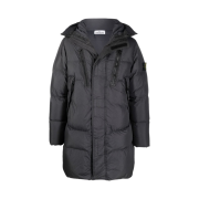 Stone Island 70123 Crinkle Reps Hooded Long Down Jacket Dark Grey - 21FW