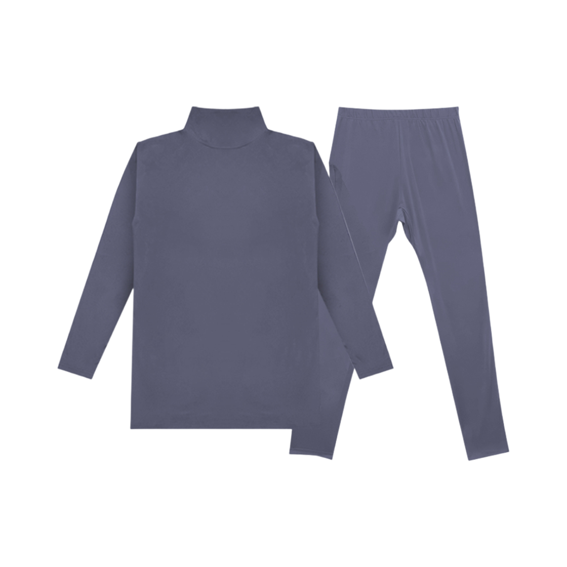 A-VTP-GY-W (W) Aone Thermal Fleece Turtleneck Innerwear Top And Bottom Set Gray