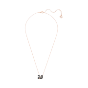 (W) Swarovski Facet Swan Necklace Black