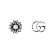 (W) Gucci Double G Flower Stud Earrings 925 Sterling Silver