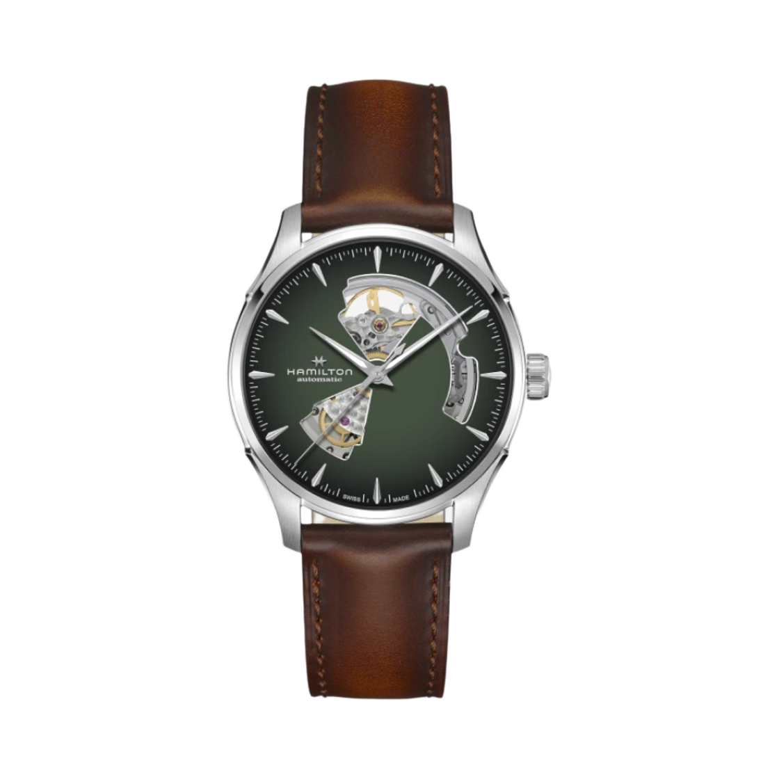 H32675560 Hamilton Jazzmaster Open Heart Auto 40mm Stainless Steel Cow Leather Green