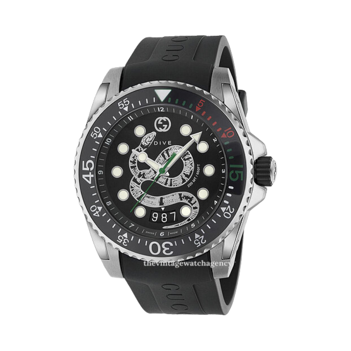 구찌 다이브 쿼츠 45mm 러버 블랙(Gucci Dive Quartz 45mm Rubber Black)