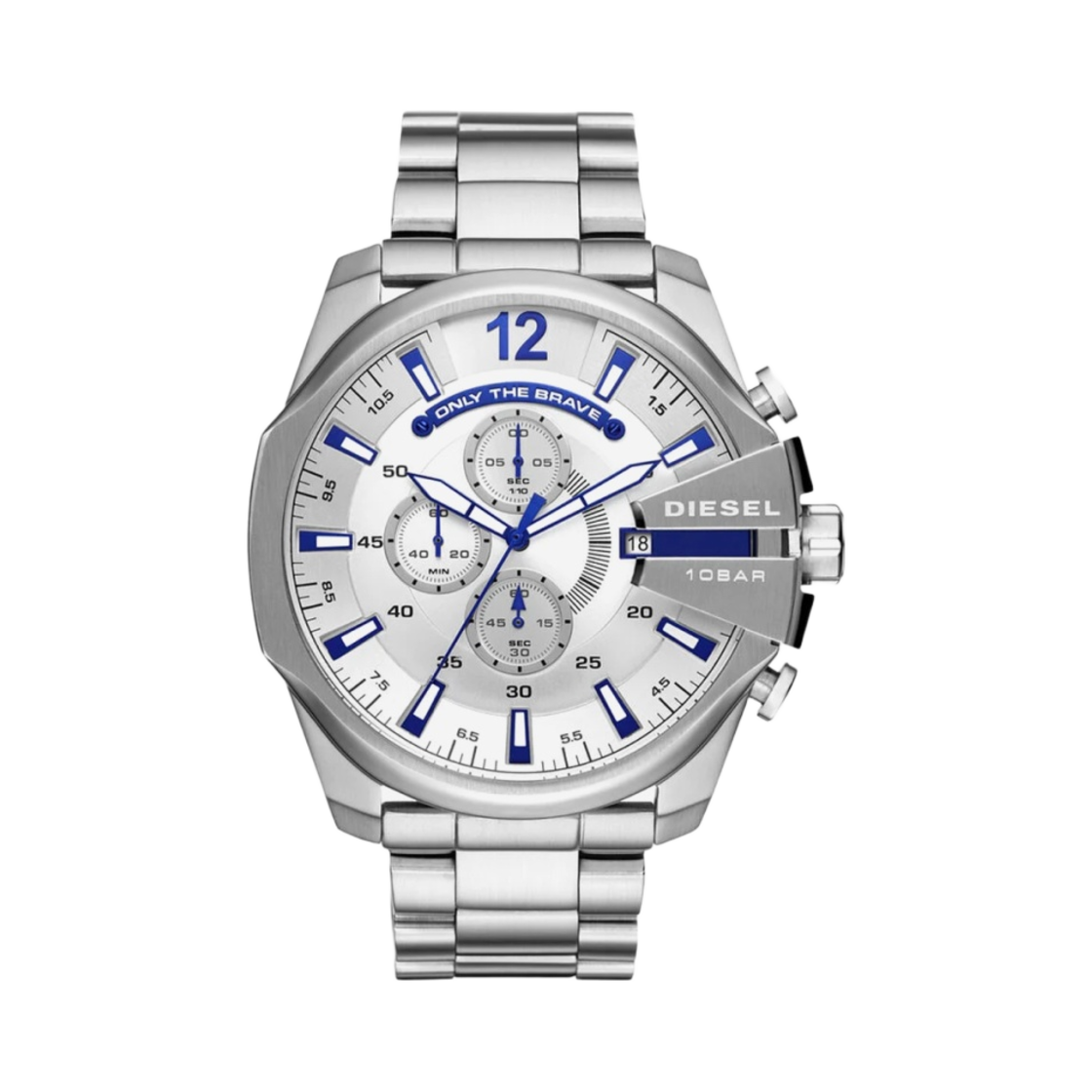 디젤 Dz4477 메가 치프 쿼츠 51mm 스테인리스 스틸 실버(Diesel Dz4477 Mega Chief Quartz 51mm Stainless Steel Silver)