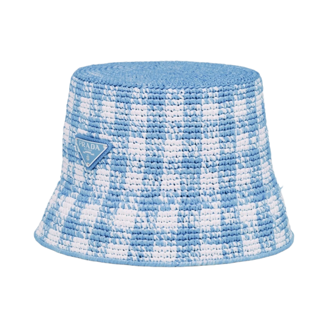 1HC137-2CLW-F0076 (W) Prada Crochet Bucket Hat Light Blue