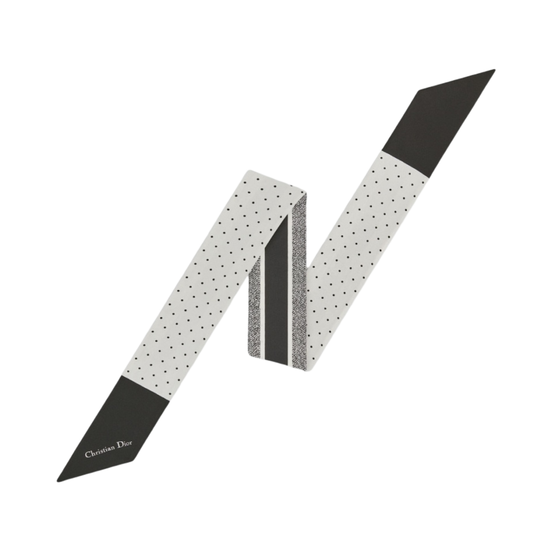 (W) 디올 도트 미차 실크 트윌 스카프 아이보리 블랙((W) Dior Dots Mitzah Silk Twill Scarf Ivory Black) - 1