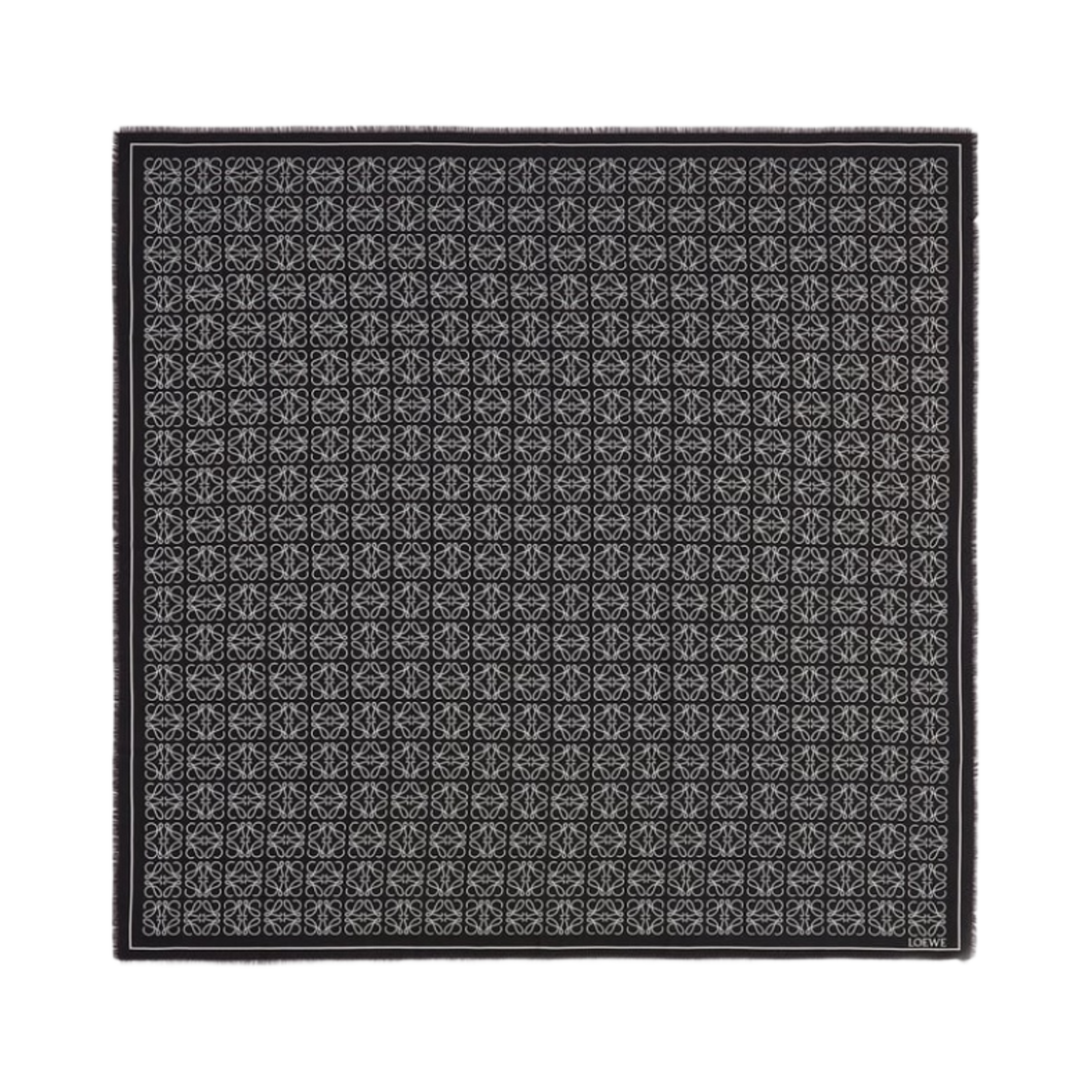 로에베 아나그램 스카프 인 울 앤 실크 블랙 블랙(Loewe Anagram Scarf In Wool and Silk Black Black)